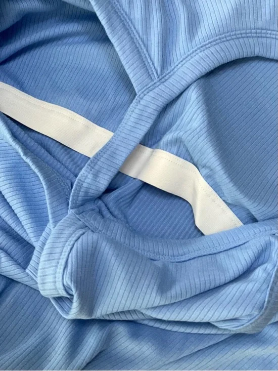 Halara Women’s Halter Ribbed Maxi Dress Blue Halter Maxi with Side Slit NWT - Picture 9 of 13